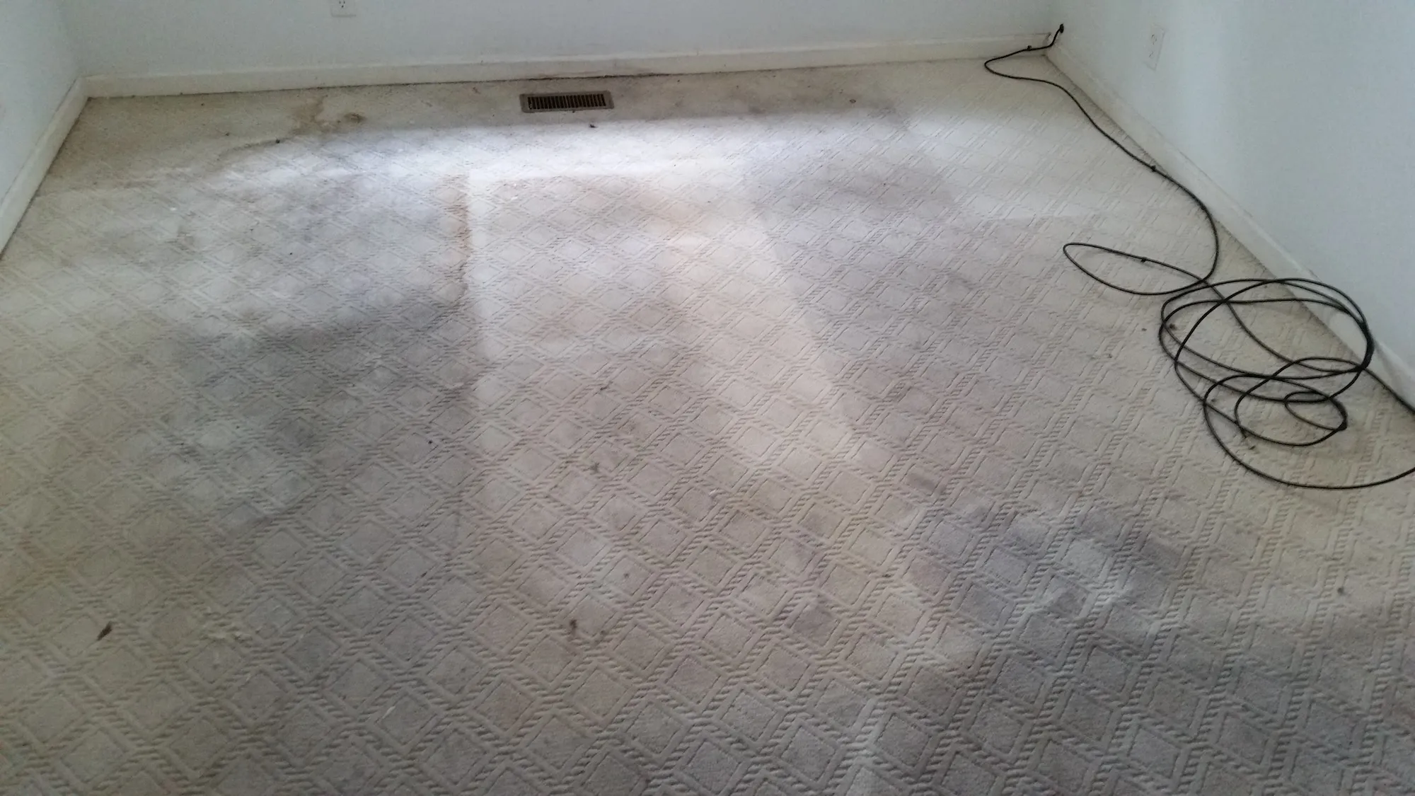 Before picture of a dirty carpet