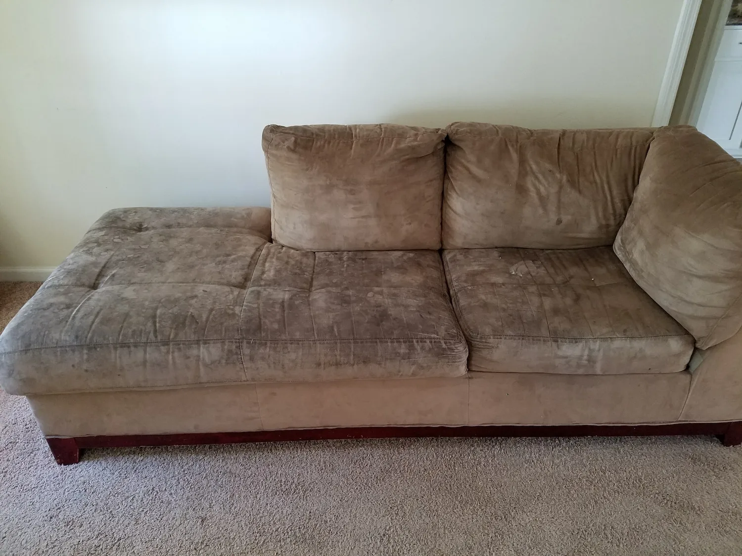 Before upholstery cleaning - stained furniture